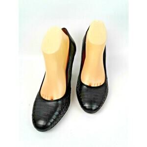 Antonio Melani Womens US Size 11 Black Leather 3.5" Heels w/Decorative Weave